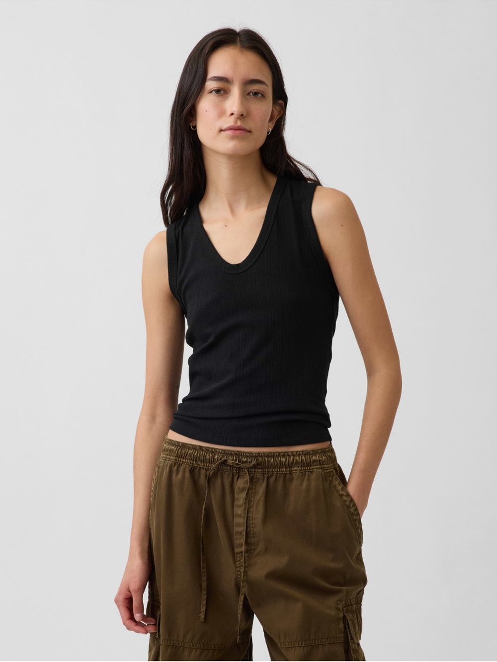 Gap Women's Black & White Ribbed Sleeveless Tank Tops